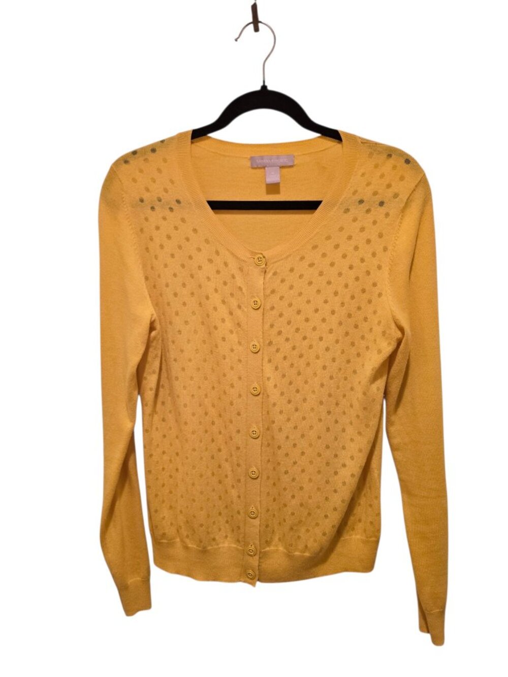Banana Republic Lemon Drop Polka Dot Cardigan M